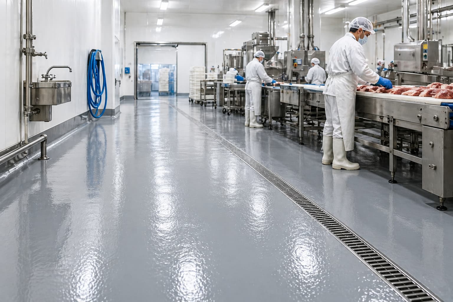 procesamiento alimentario con suelo industrial continuo